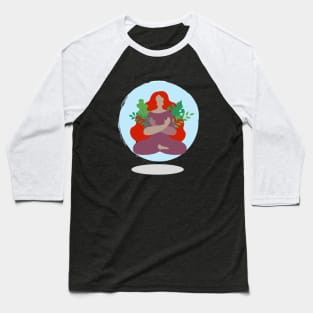 Floating Woman in Yoga Pose Baseball T-Shirt